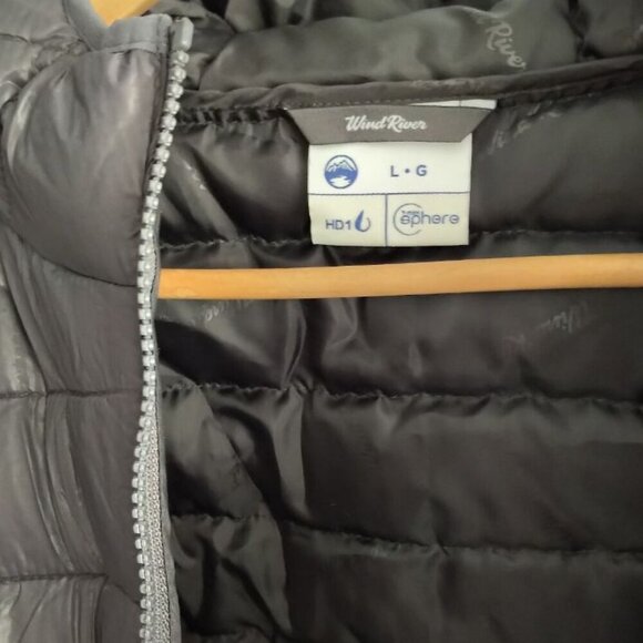 WIND RIVER Mid-length Puffer Parka Light-weight Hooded Jacket Gray Fall Winter - Picture 10 of 16